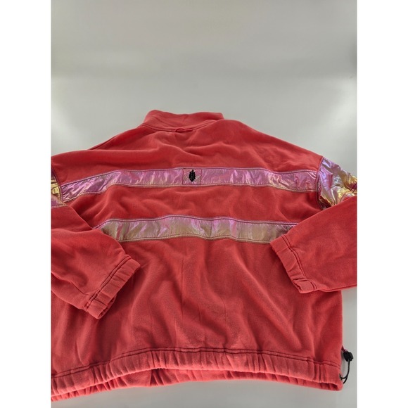 Free‎ People Oversized Away We Go Half-Zip Pullover Women's M Pink Hibiscus New - Picture 8 of 10